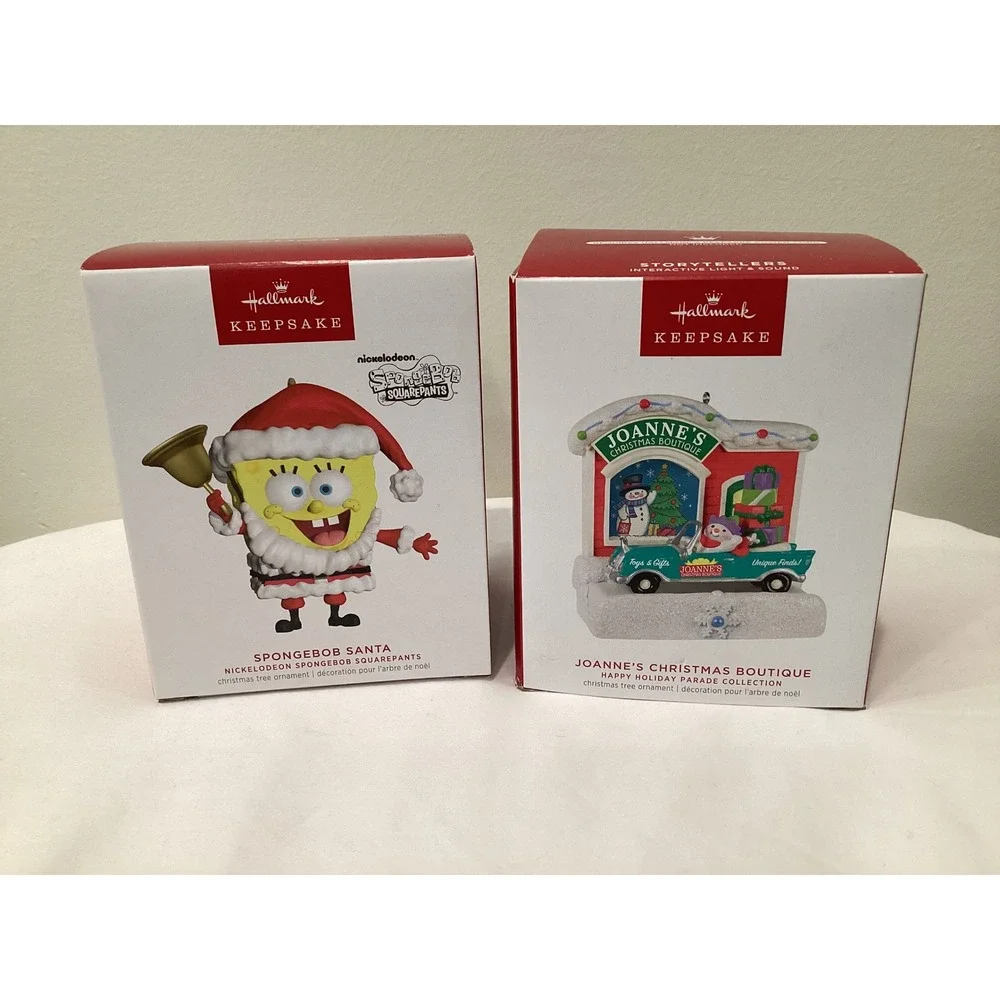 Hallmark Keepsake SpongeBob Santa & Joannes Christmas Boutique Ornaments Lot